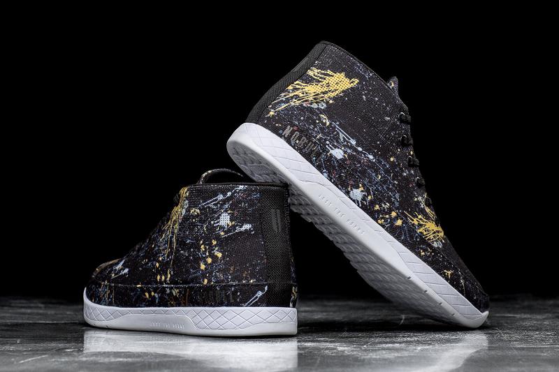 Black Nobull Splatter Canvas Mid Men's Trainers | CA I1290L